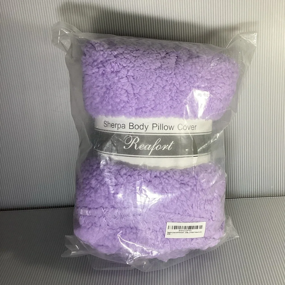 Reafort Light Purple Sherpa Body Pillow Cover